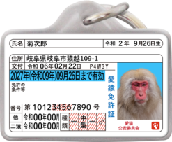 愛猿免許迷子札オモテ面サンプル①