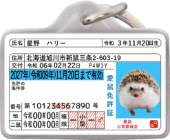 愛鼠免許迷子札オモテ面サンプル①